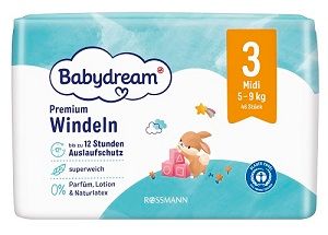 Babydream Diapers in size Newborn, Mini, Midi, Maxi and Maxi Plus