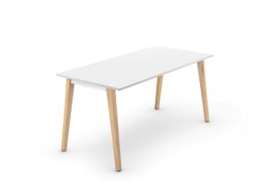 get together; team- and single work table; coating melamin, HPL or veneer; table legs made of steel/wood/aluminium