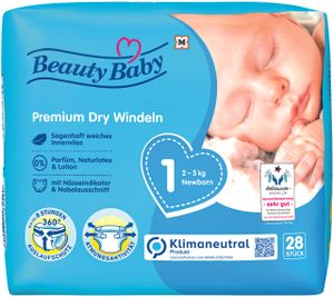 Beauty Baby Premium Dry Diapers, Size Newborn, Mini