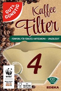"GUT & GÜNSTIG" Kaffeefilter Größe 2 und 4
ungebleicht