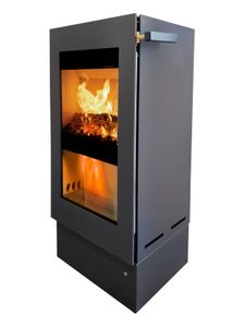 xeoos x8 Blue; stove with automatic air regulation and integrated catalyst; versions: BASIC, BASIC ECO GREEN, PURE, NATURAL, PATAGONIA; Separator: Oeko Tube inside with 40 cm electrode or Exodraft ESP-10 with 55 cm electrode with automatic cleaning.