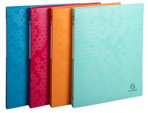 Exacompta Maïa Ringbinders with different spine widths and mechanism types; 3-flap folders,
filing boxes and 3-flap multipart files, each with elastic straps; expanding files with clip-closure;
colours: orange, magenta, light green, blue.