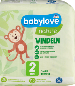 babylove nature Windeln, Größe 2 (mini), 3 (midi), 4 (maxi), 5 (junior) und 6 (xxl)