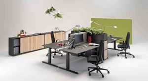 WINI Büromöbel Table systems; surfaces: melamine resin coating and real wood veneers; models according to the appendix.