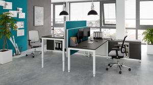 Office and object furniture; tables; surface: melamine resin coating; models according to the appendix.