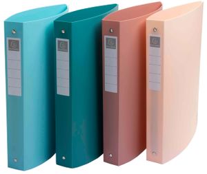 Exacompta Skandi Press-stud filing box in 60mm, 80mm and 100mm; Ring binders with 2 and 4 rings in 15mm and 30mm; Display book in 20, 30 or 40 pockets in single and assorted colours (pacific blue, frosted blue, nude, old pink).