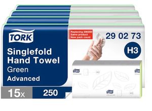 Tork Green Singlefold Hand Towel Adv C&C, 290273