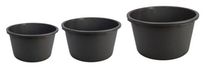 Plastic building buckets (5l, 10l, 12l, 12l, 20l), containers (round 40l, 45l, 60l, 90l, rectangular 40l, 60l, 80l, 90l) and painting tools (paint buckets, trays and grids)