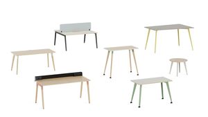 Steelcase office furniture; Lares; surfaces: melamine resin coating, lacquered real wood legs; models as per annex to the contract.