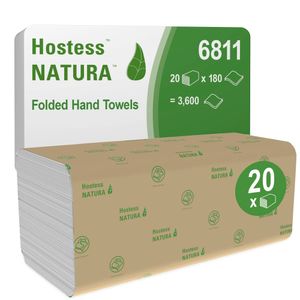 Hostess™ NATURA™ Hand Towels - Z-folded / White / Small