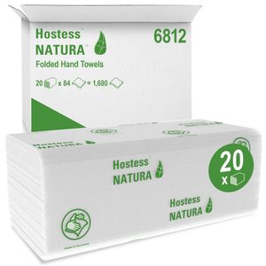 HOSTESS* NATURA Hand Towels - Folded / White / Large