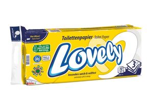 LOVELY Toilettenpapier Gelb 3 lg. 150 Blatt 10 Rollen