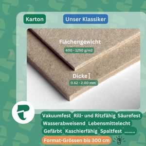 Tullau Pappen® RecyclingKarton - 400 bis 1250 g/m2 -  leicht bis hoch geglättet