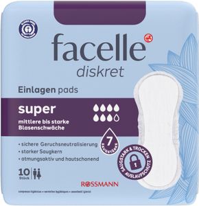 facelle diskret Hygieneeinlagen, Größe Super und Super Plus