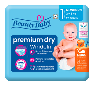 Beauty Baby Premium Dry Diapers, Size Newborn, Mini