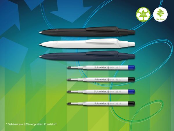 Penna A Sfera Schneider Reco M Ecologica - Corpo In Plastica Riciclata 92% - Ricarica Nera Inclusa - Colore Bianco